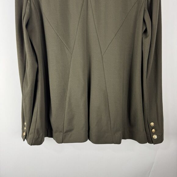 Lane Bryant The Bryant Blazer Size 16 Olive Green Gold Buttons Ponte Jacket - Picture 10 of 16